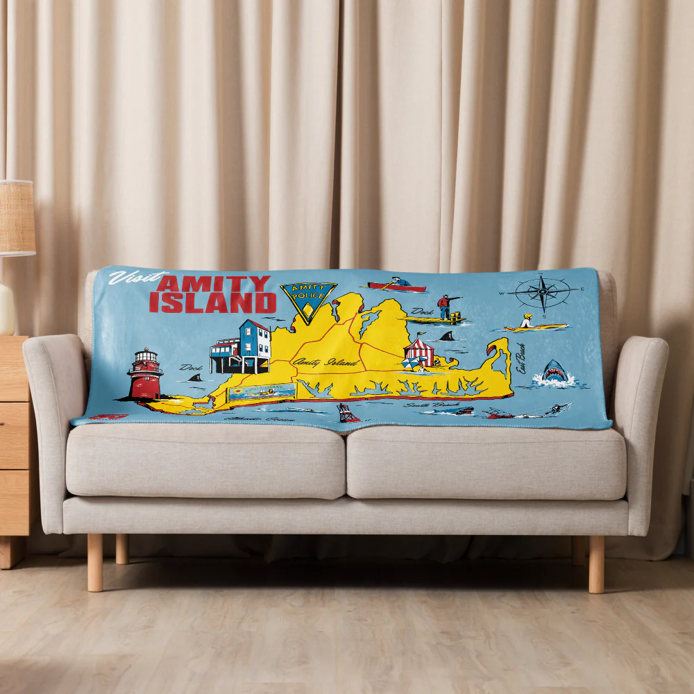 Jaws 50th Anniversary Amity Island Sherpa Blanket - Image 5