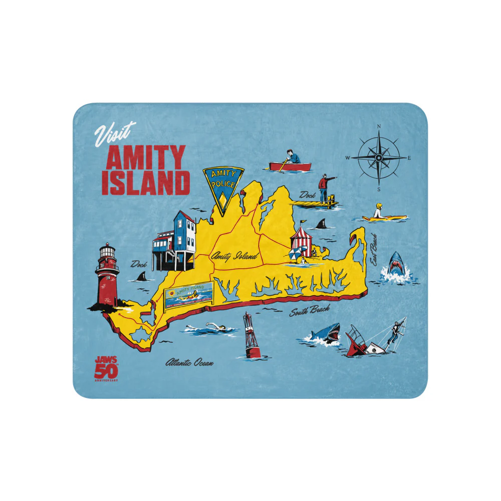 Jaws 50th Anniversary Amity Island Sherpa Blanket - Image 7