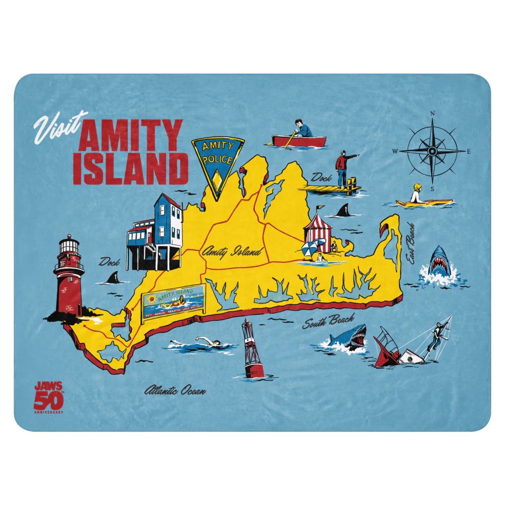 Jaws 50th Anniversary Amity Island Sherpa Blanket - Image 9